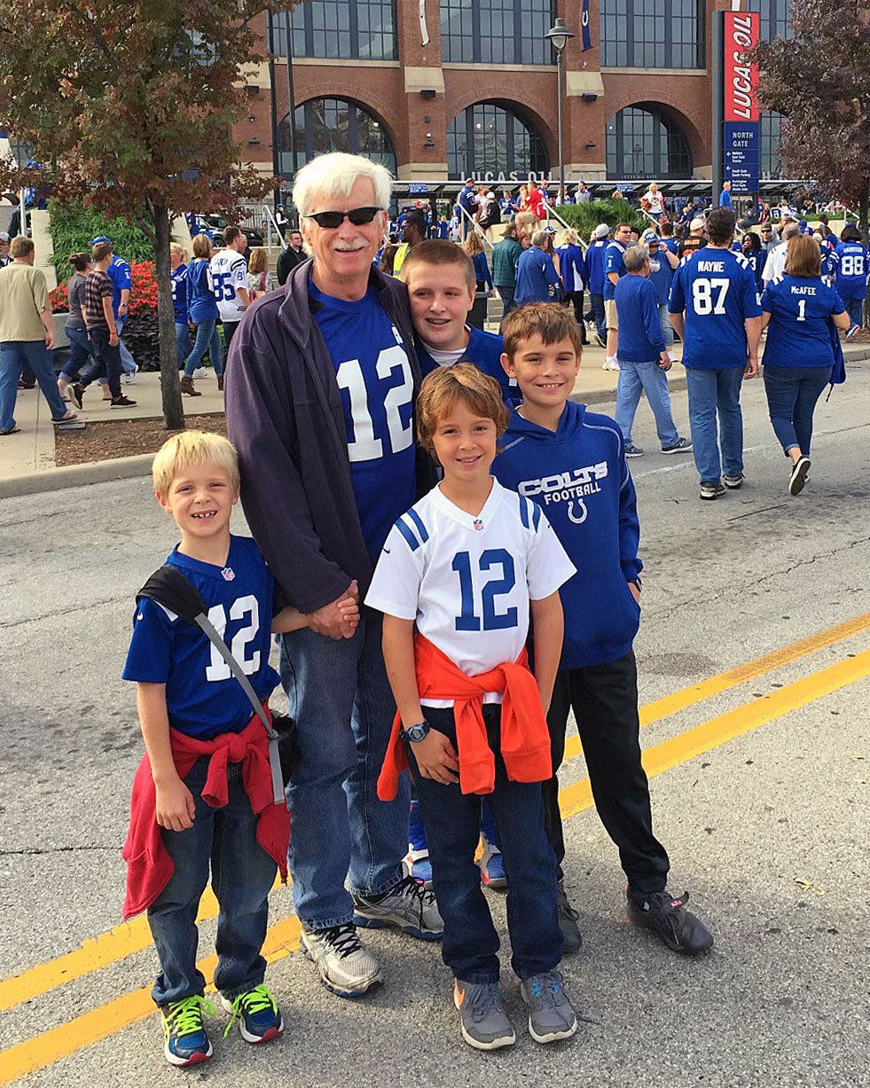 Bill Borne with grandchildren before Colts game in 2016